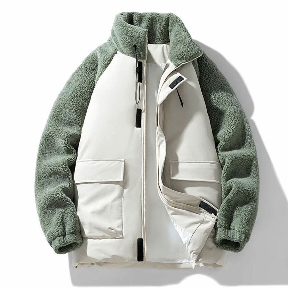 Men's Sherpa Colour-Block Zip-Up Winter Jacket