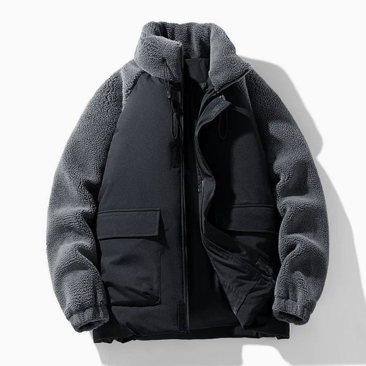 Men's Sherpa Colour-Block Zip-Up Winter Jacket