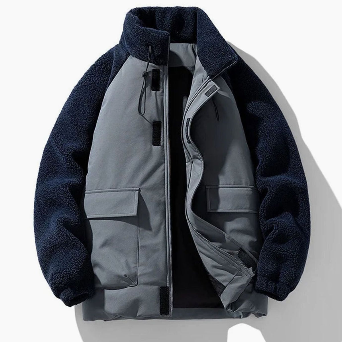 Men's Sherpa Colour-Block Zip-Up Winter Jacket