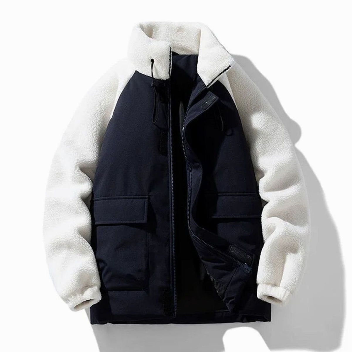 Men's Sherpa Colour-Block Zip-Up Winter Jacket