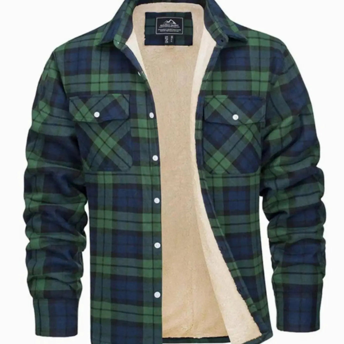 Men's Sherpa Lined Fleece Flannel Plaid Shirt Jacket Mens Coat