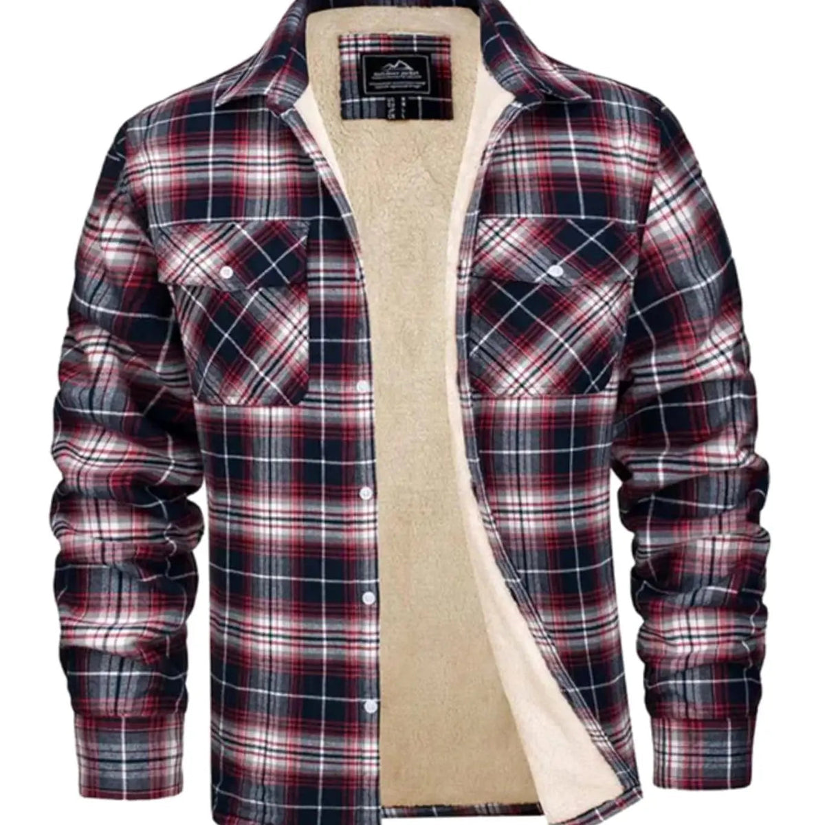Men's Sherpa Lined Fleece Flannel Plaid Shirt Jacket Mens Coat