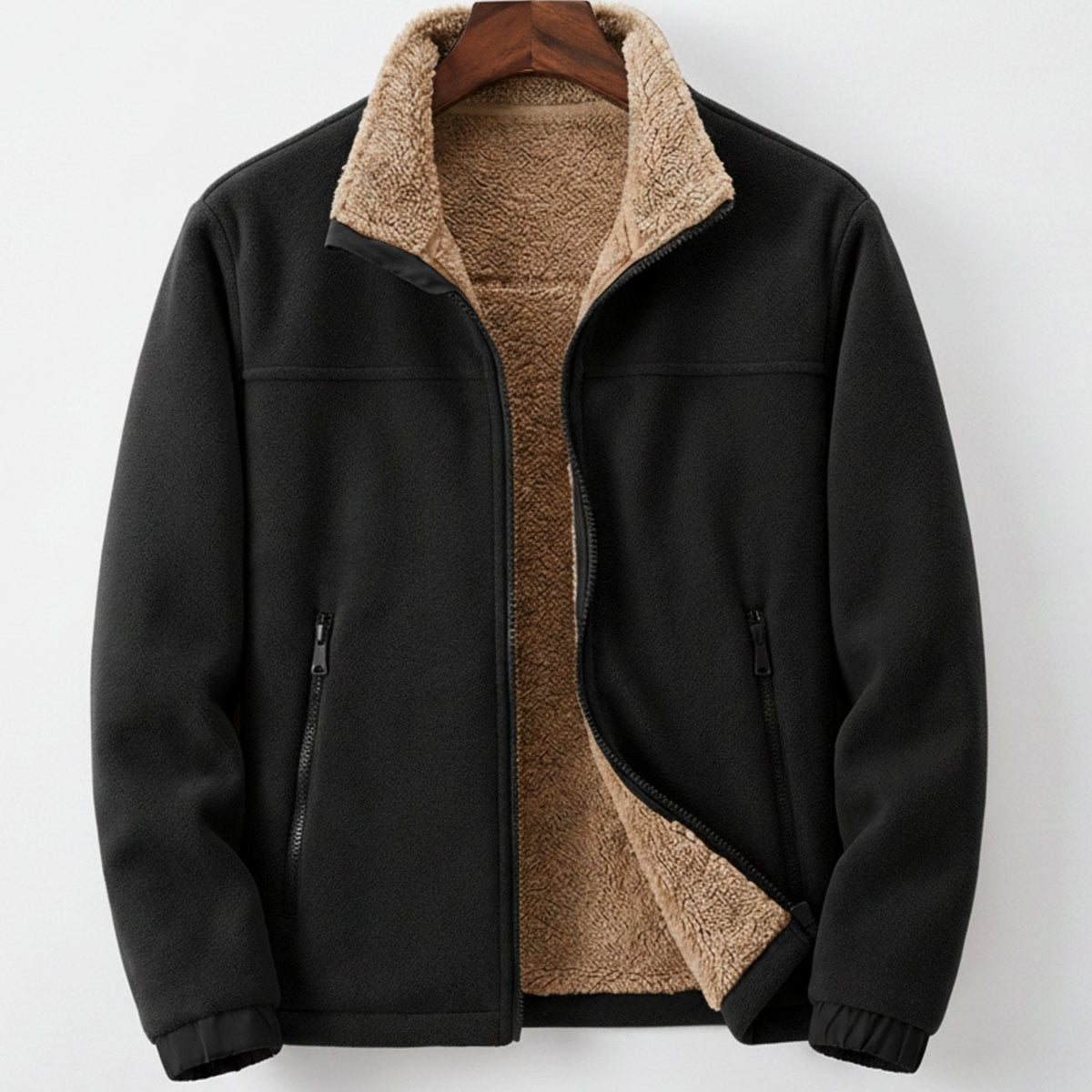 Men's Sherpa-Lined Full-Zip Fleece Jacket