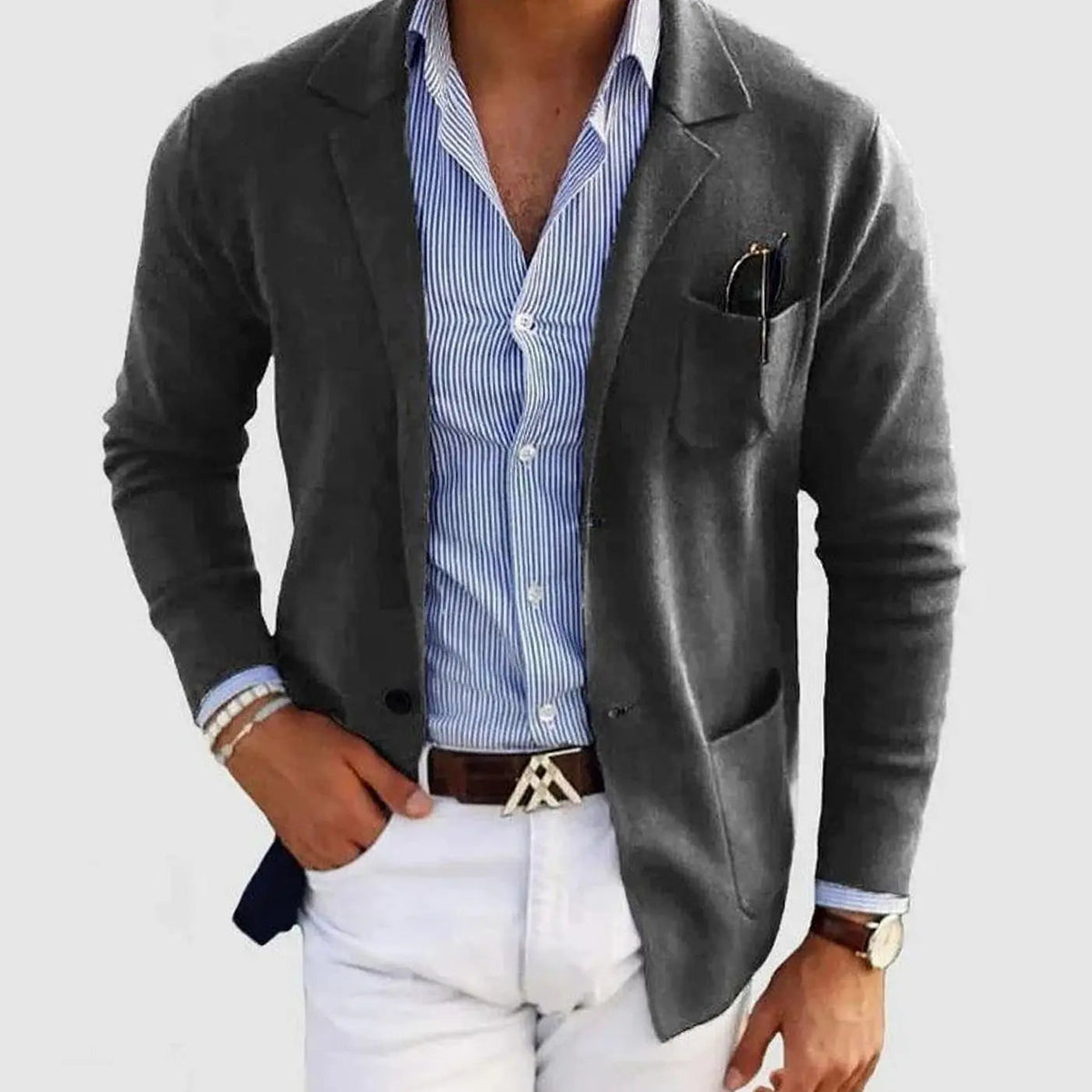 Men's Slim Fit Blazer Notch Lapel Smart Casual Jacket