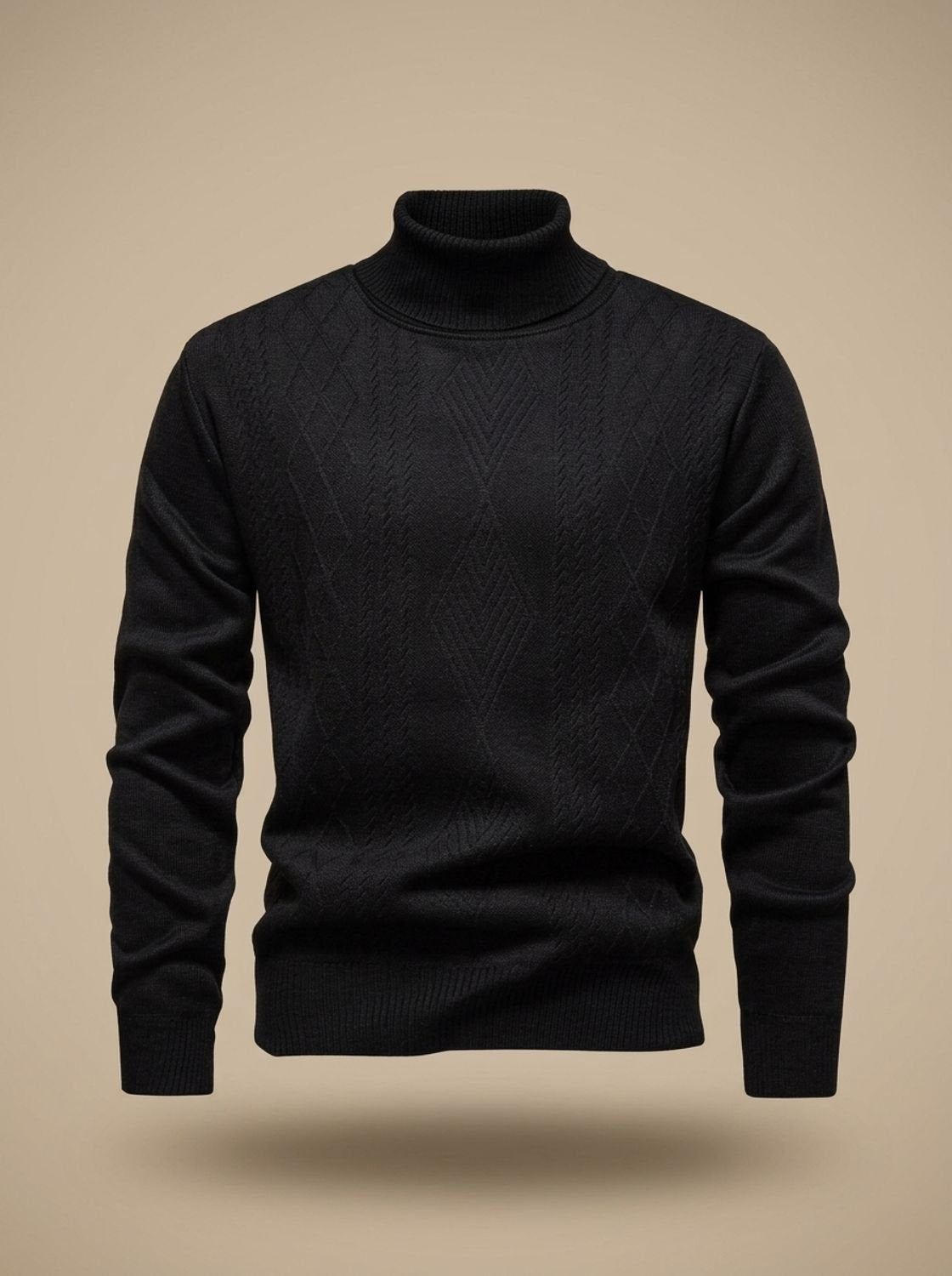 Men's Slim-Fit Cable-Knit Turtleneck Jumper