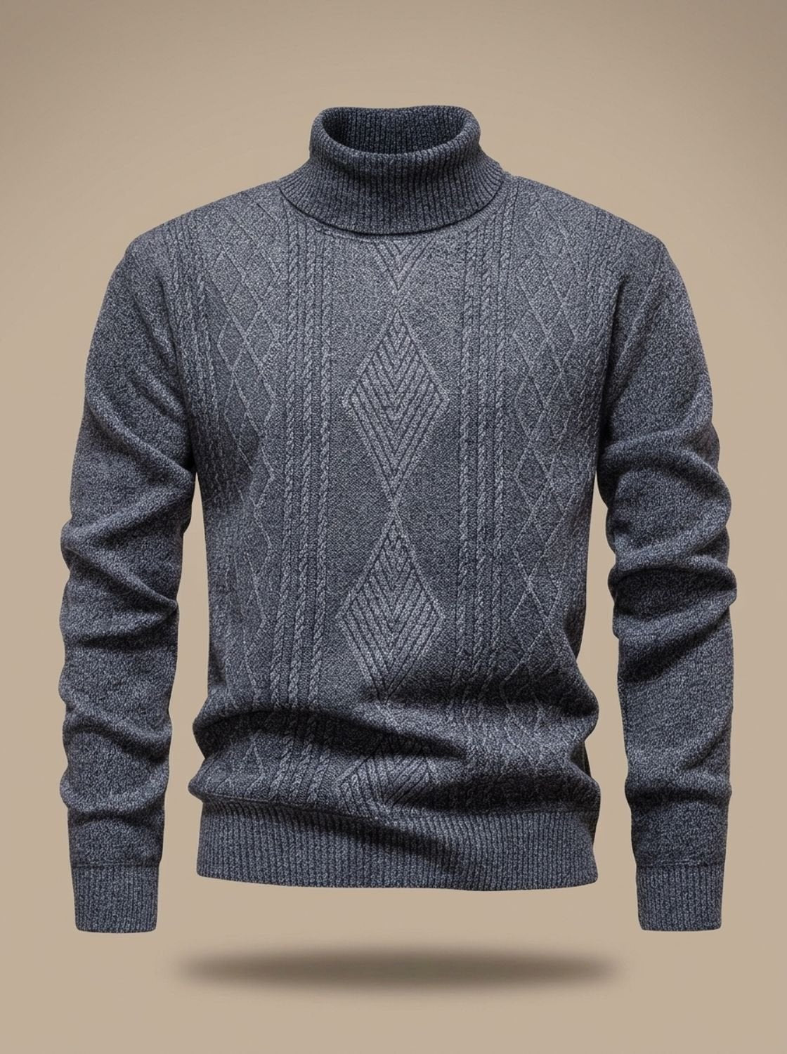 Men's Slim-Fit Cable-Knit Turtleneck Jumper