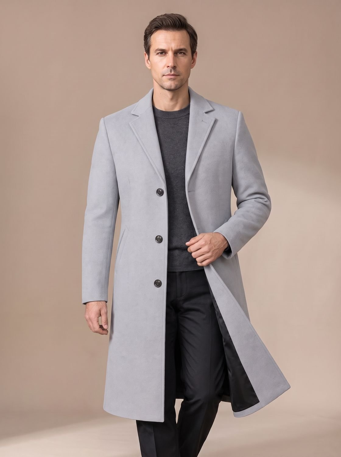 Jacob | Men's Slim-Fit Single-Breasted Notched-Lapel Tailored Topcoat