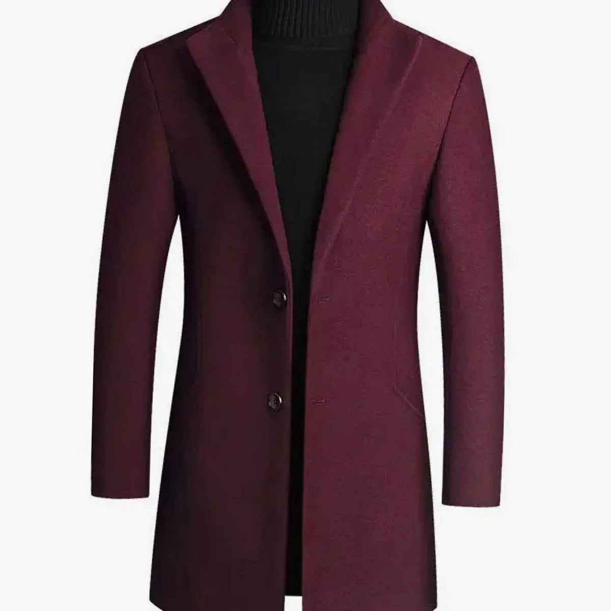 Men's Slim-Fit Wool Blend Winter Coat Notch Lapel