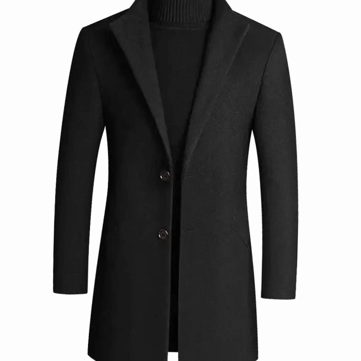 Men's Slim-Fit Wool Blend Winter Coat Notch Lapel