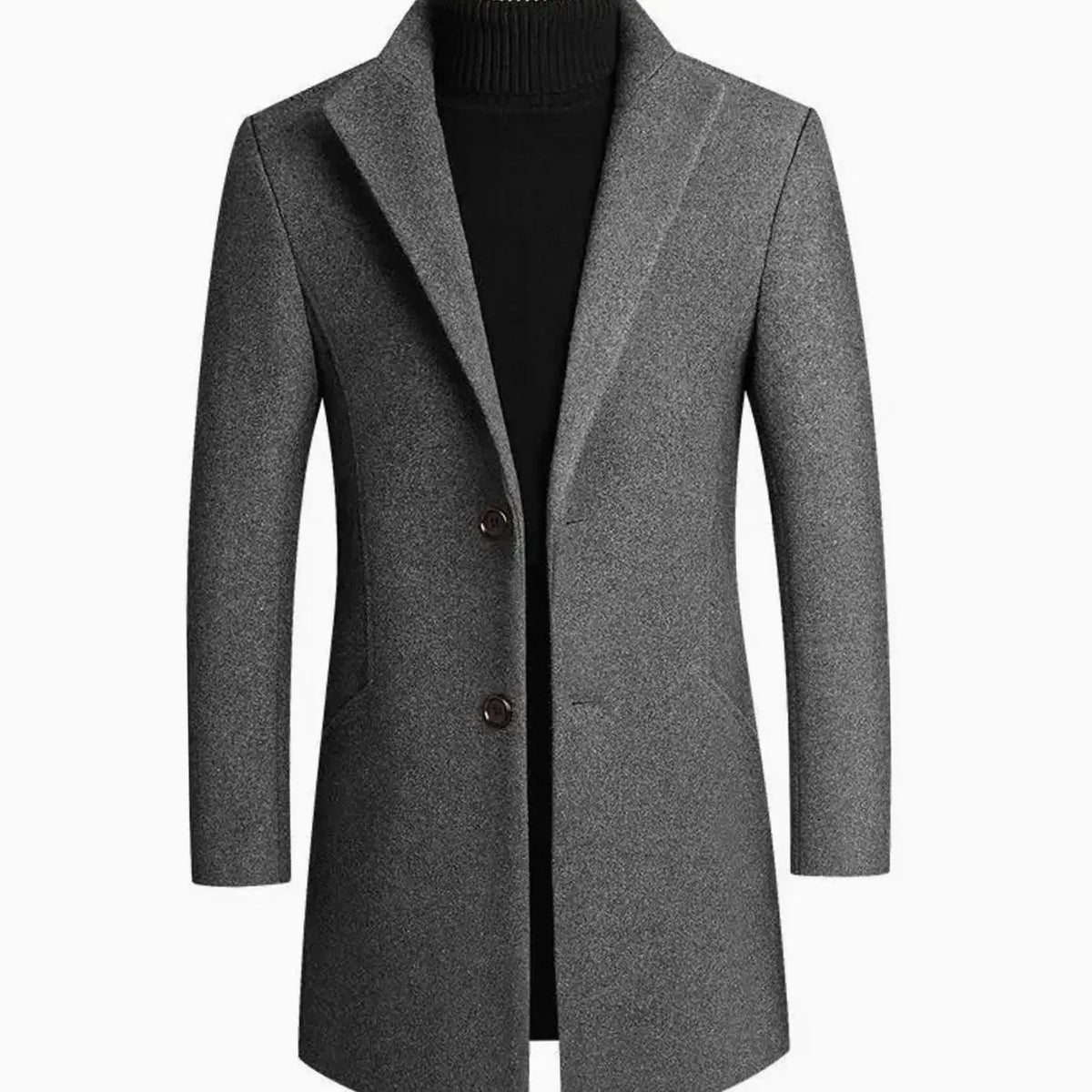 Men's Slim-Fit Wool Blend Winter Coat Notch Lapel