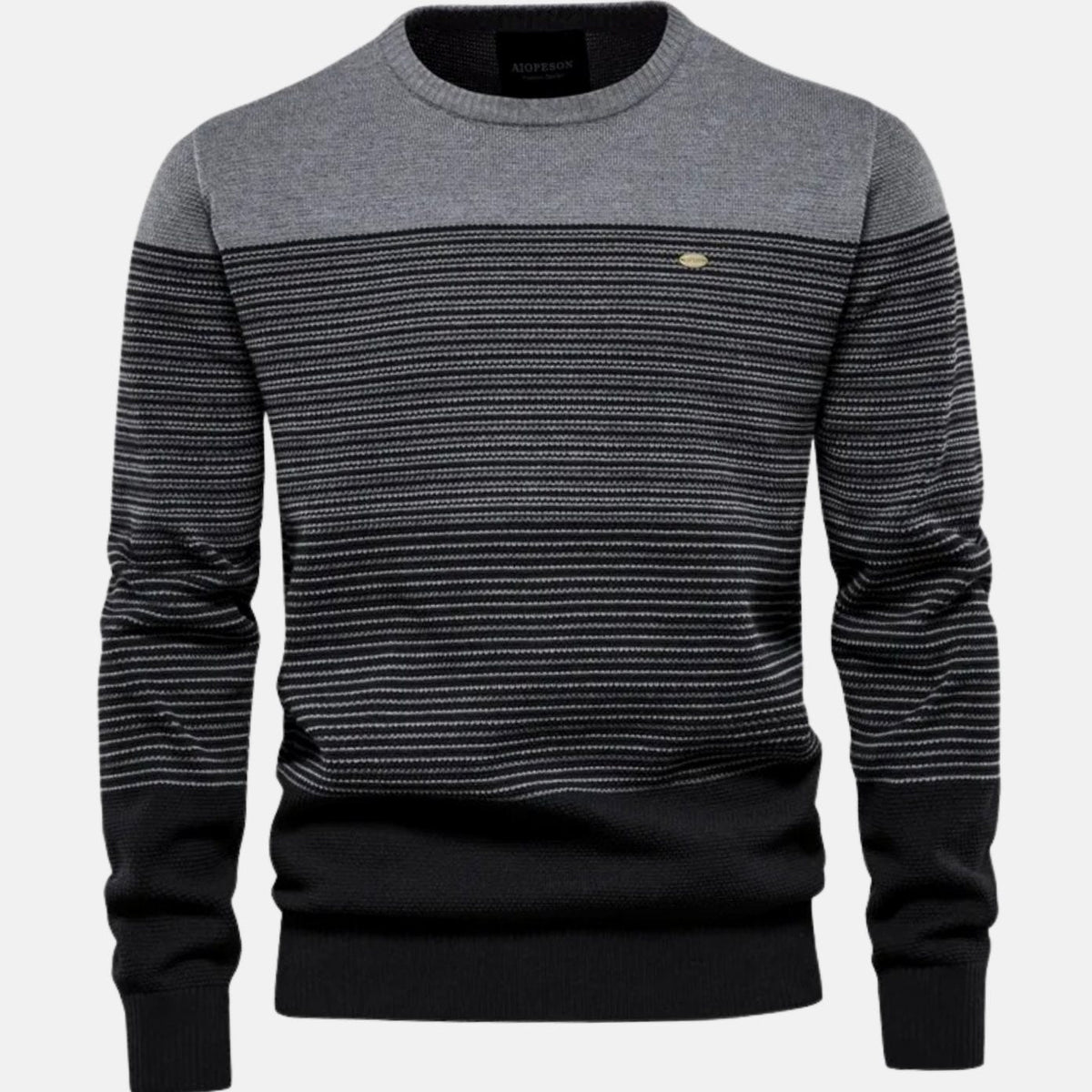 Men's Striped Colour-Block Crew-Neck Knit Pullover Jumper, Green