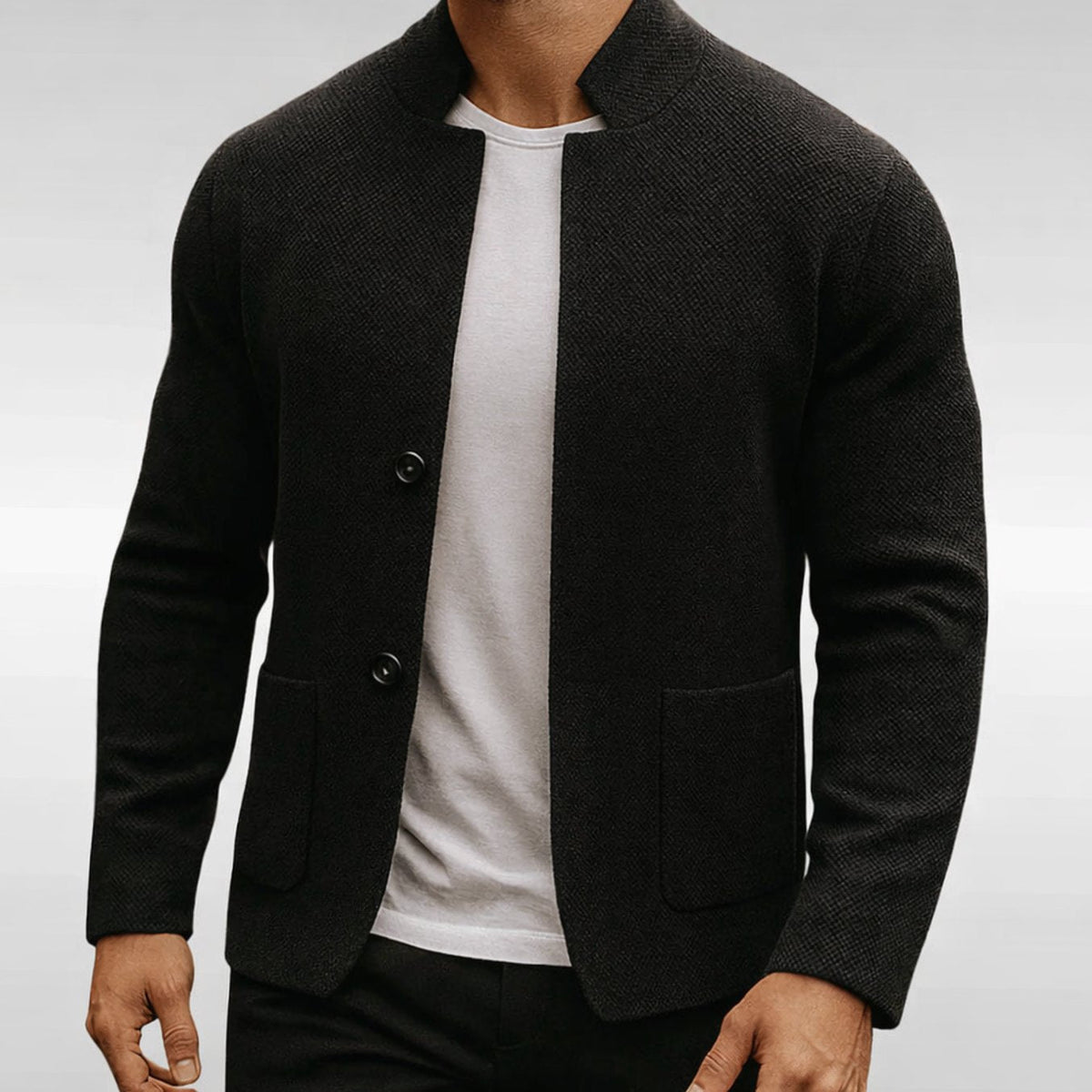 Men's Textured Knit Button-Up Cardigan Jacket