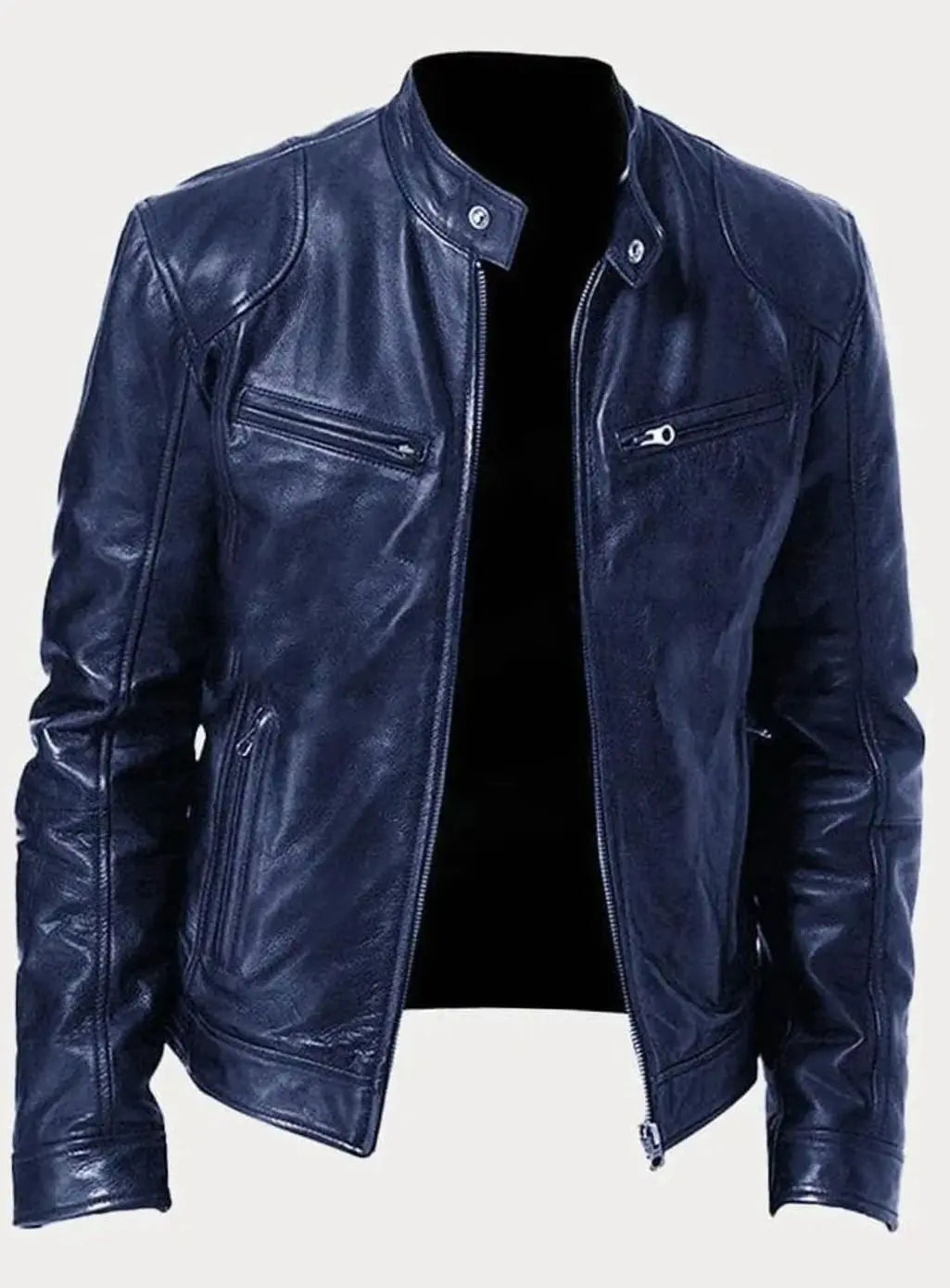 Men's Zip-Up Biker Faux Leather Casual Jacket