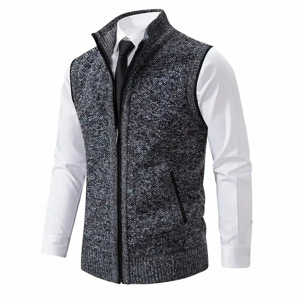 Men's Zip-Up Sleeveless Knit Mens Cardigan Sweater Vest