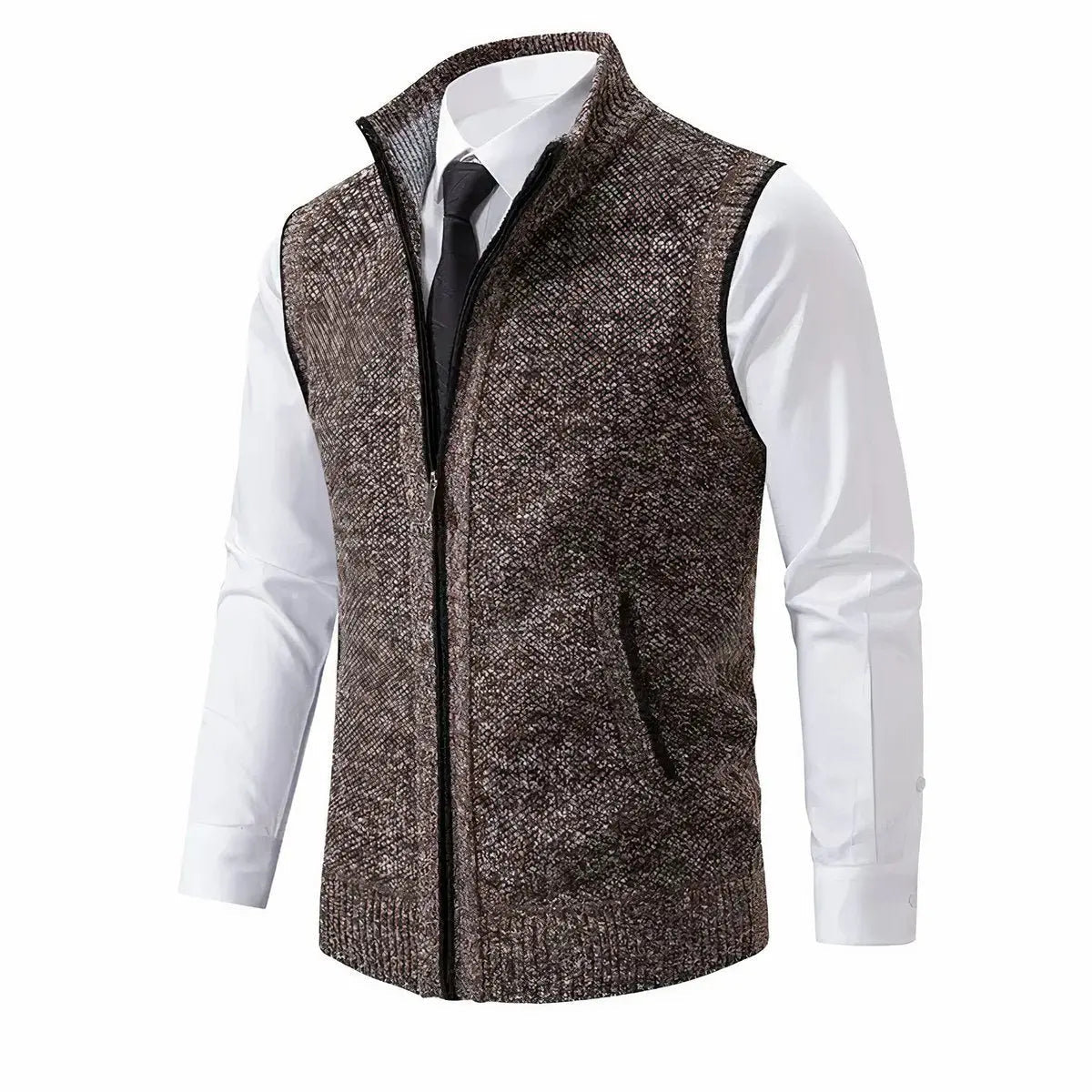 Men's Zip-Up Sleeveless Knit Mens Cardigan Sweater Vest
