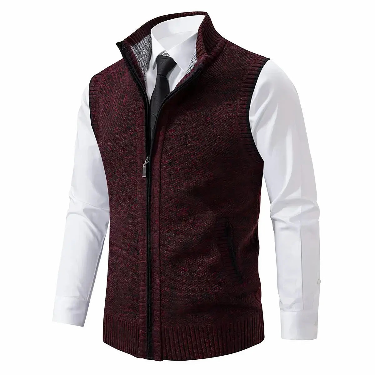 Men's Zip-Up Sleeveless Knit Mens Cardigan Sweater Vest