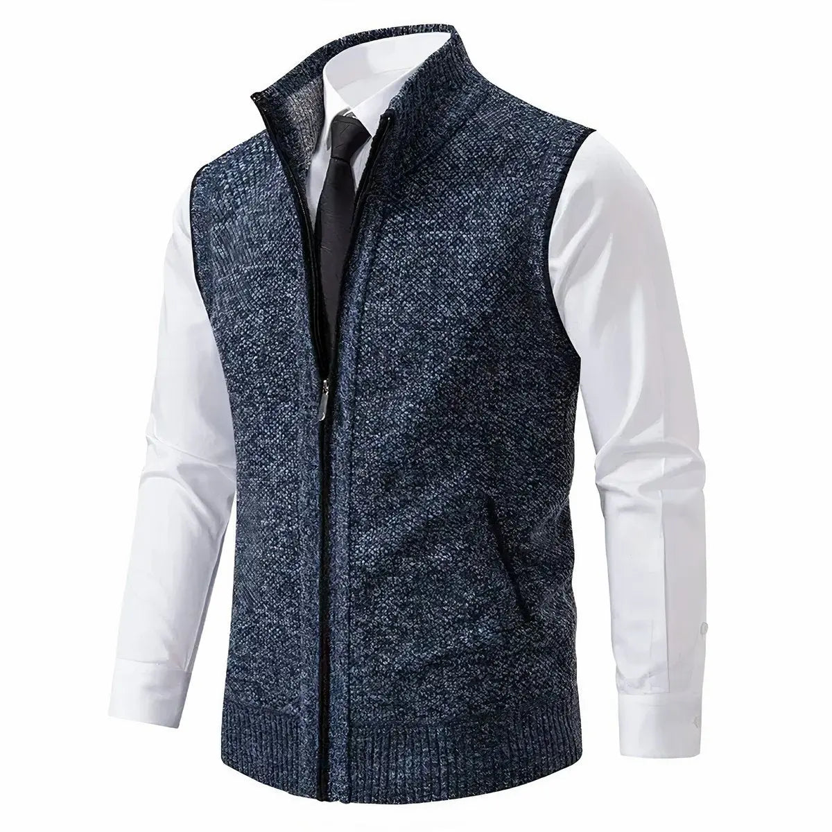 Men's Zip-Up Sleeveless Knit Mens Cardigan Sweater Vest