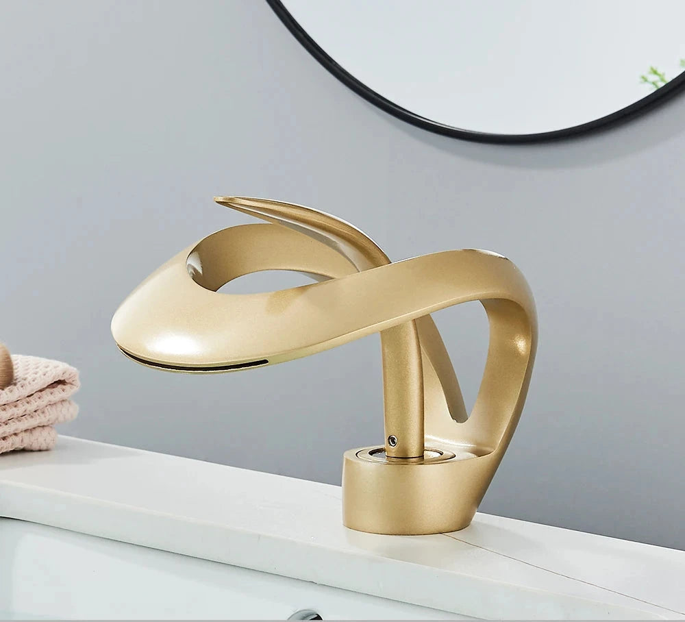 Minimalist Waterfall Spout Single Lever Bathroom Faucet Basin Mixer Tap