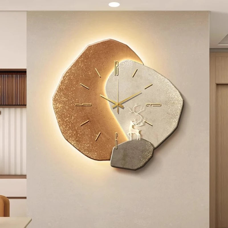 Minimalist Scandinavian Metal Wood Silent Mechanism Wall Clock