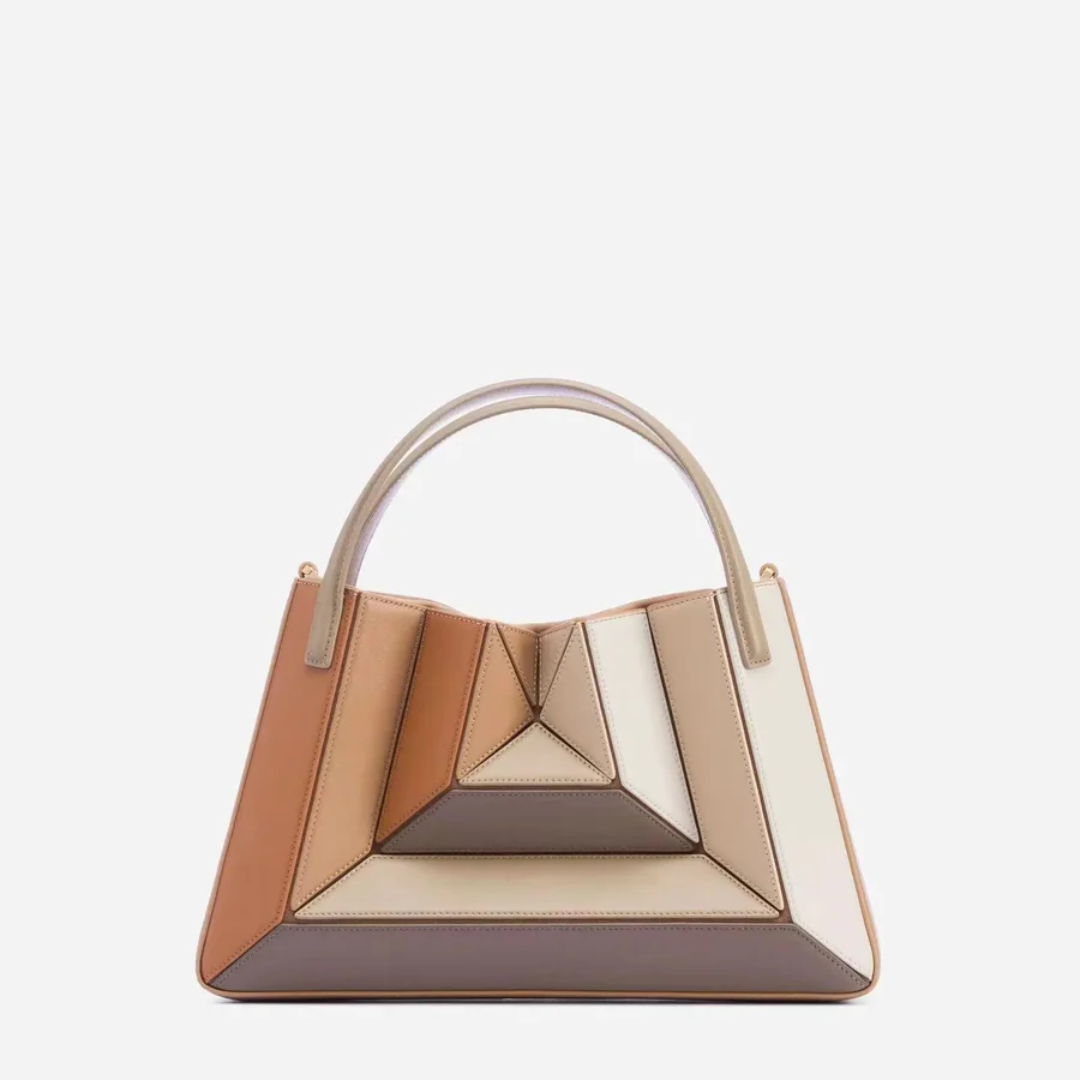 Geometric Multi-Panel Spacious Everyday Tote Handbag