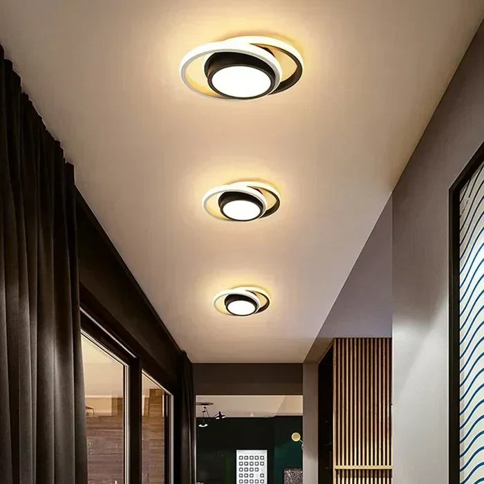 Modern Double Ring Aluminum Acrylic Flush Mount Ceiling Light