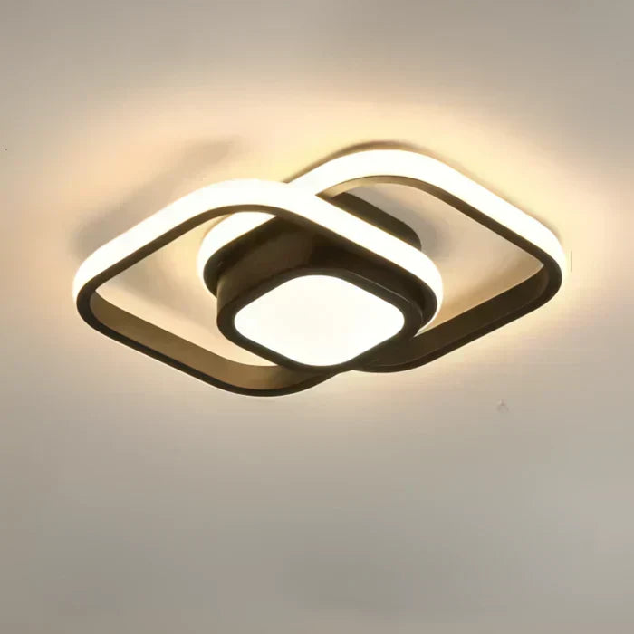 Modern Double Ring Aluminum Acrylic Flush Mount Ceiling Light