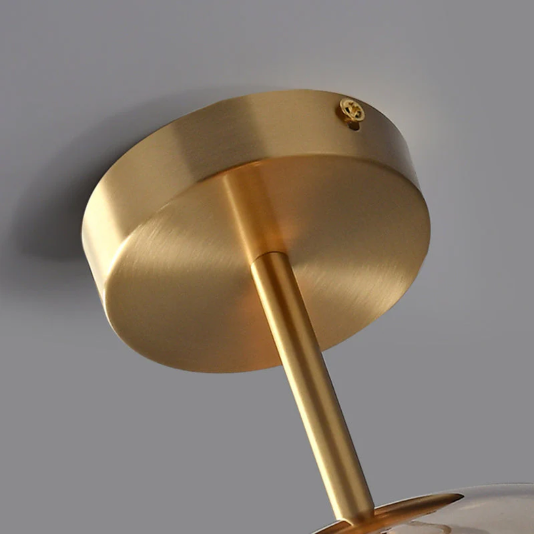 Round Metal Glass Shade Flush Mount Ceiling Light