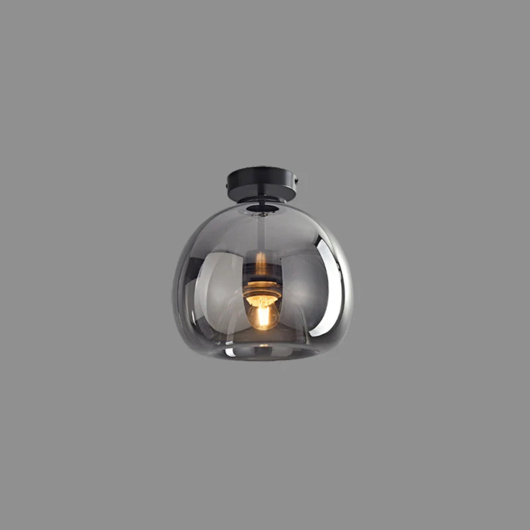 Round Metal Glass Shade Flush Mount Ceiling Light