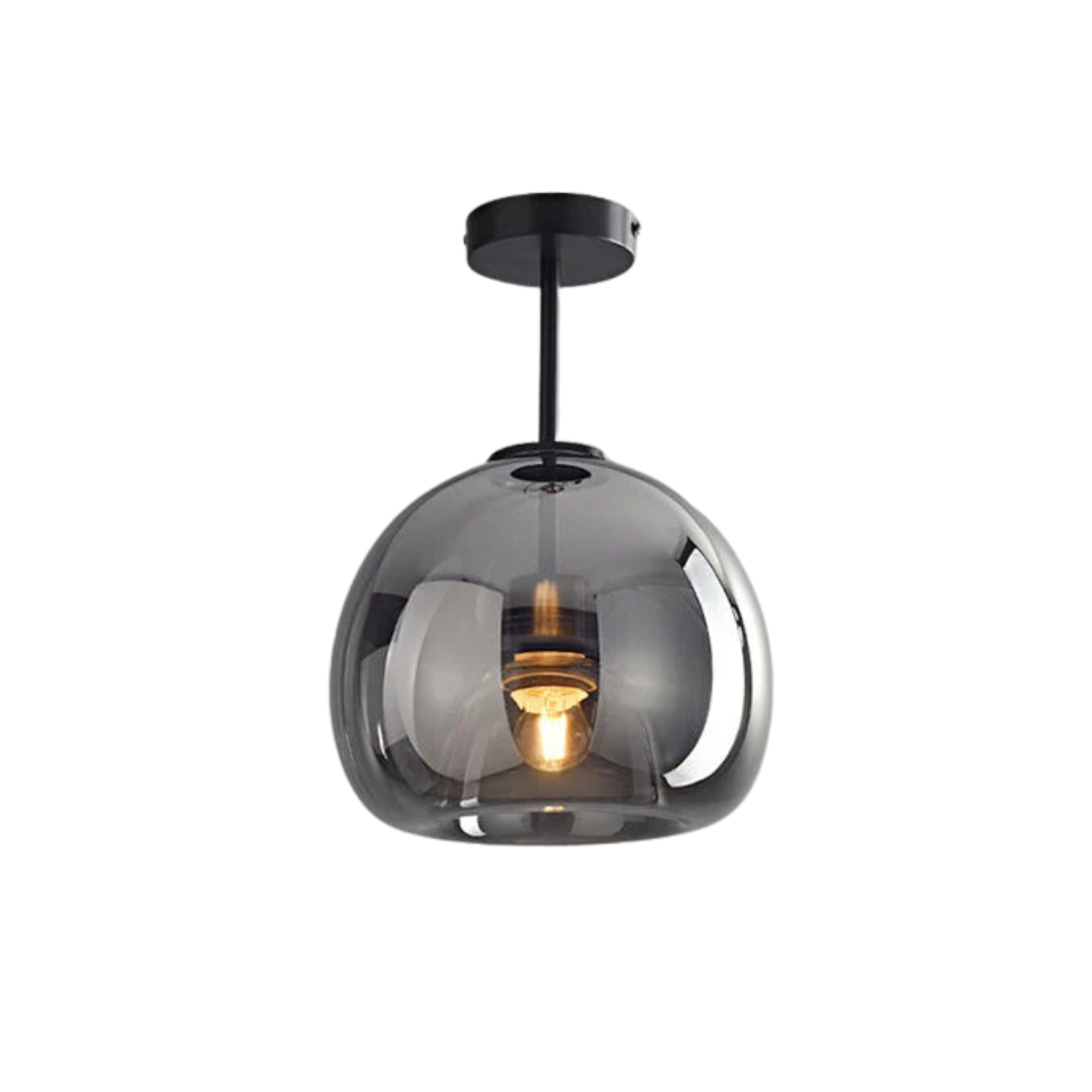 Round Metal Glass Shade Flush Mount Ceiling Light