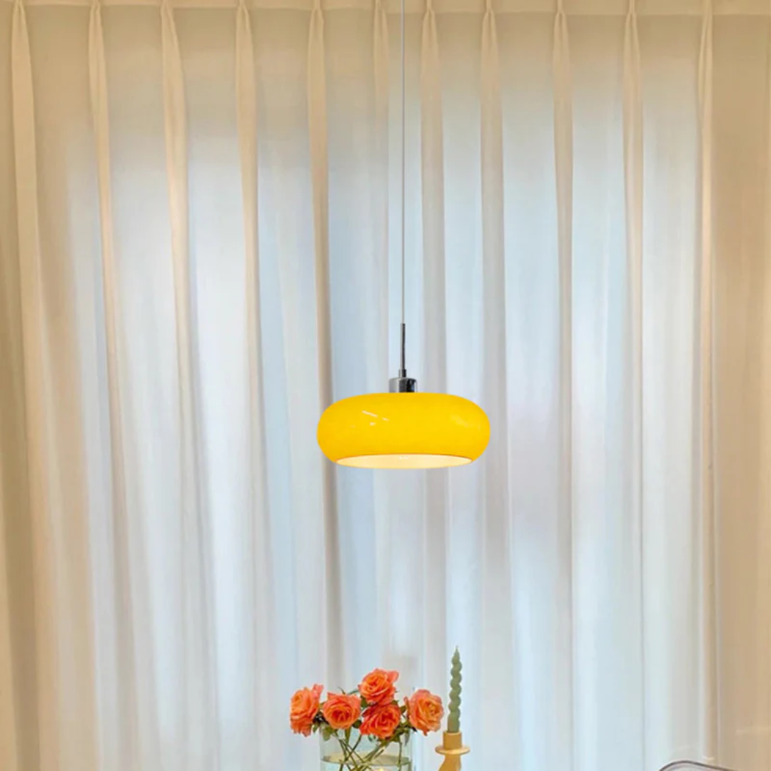 Modern Round Metal Glass Height Adjustable Pendant Light