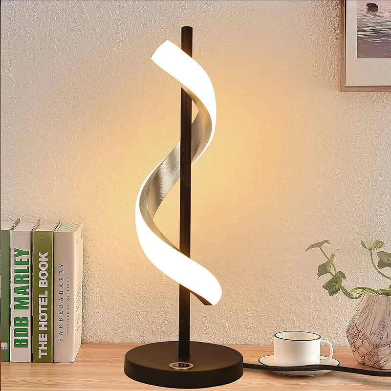 Slim Wave Profile Dimmable Touch Table Lamp