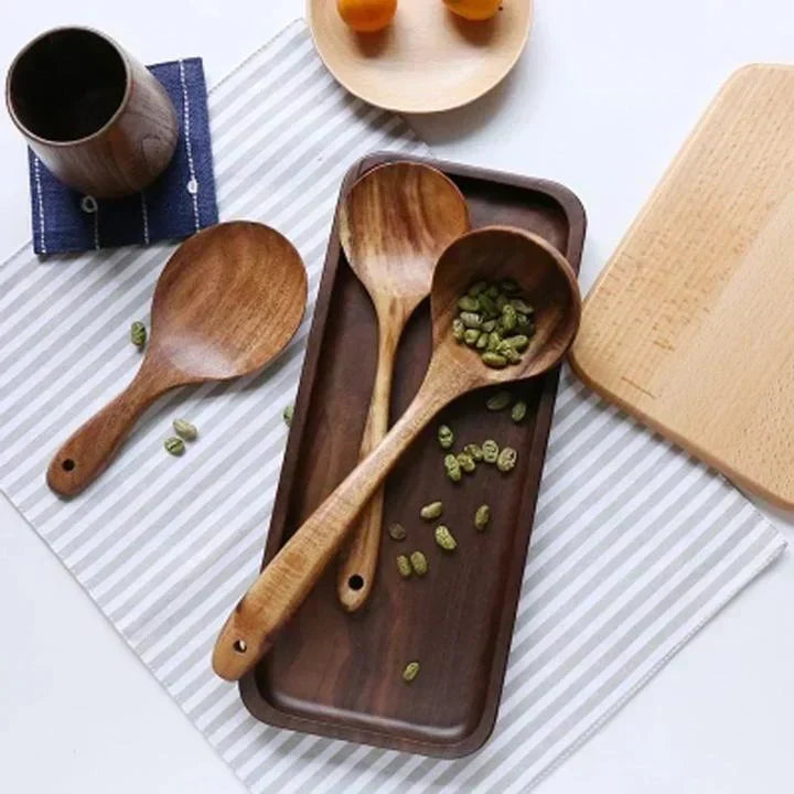 Rustic Natural Wood Heat Resistant Kitchen Utensil Set