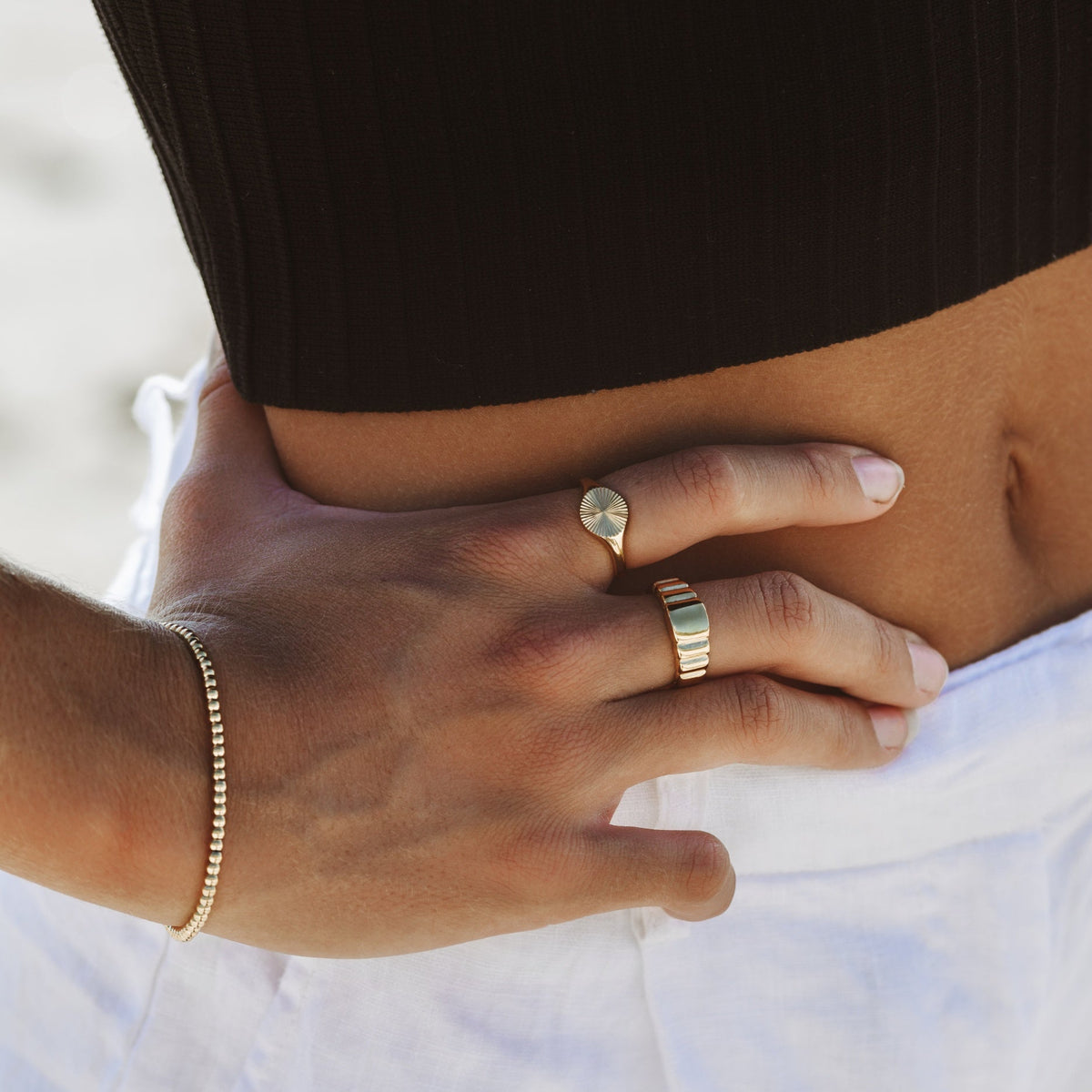Versatile Stackable Fine Beaded Gold Plated Silver Bracelet