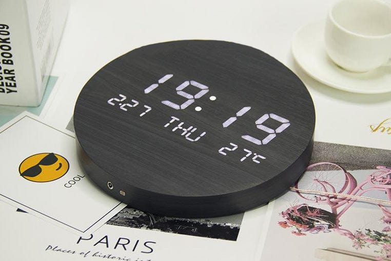 Nordic Minimalist Round Digital Battery Operated Wall Clock
