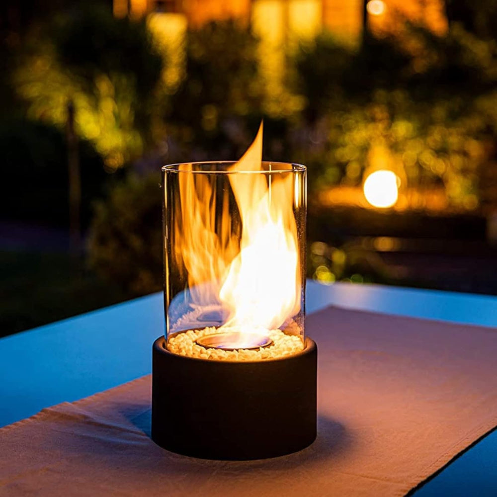 Classic Glass Cylinder Tabletop Flame Oil Table Lamp