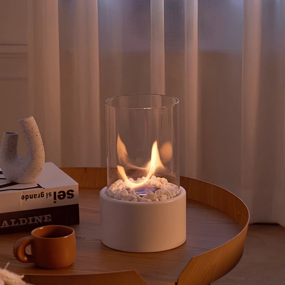 Classic Glass Cylinder Tabletop Flame Oil Table Lamp