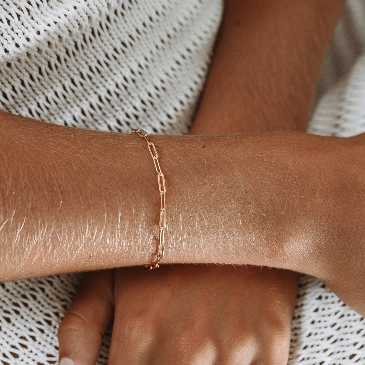 Minimalist Paperclip Link Adjustable Gold Coated Chain Bracelet