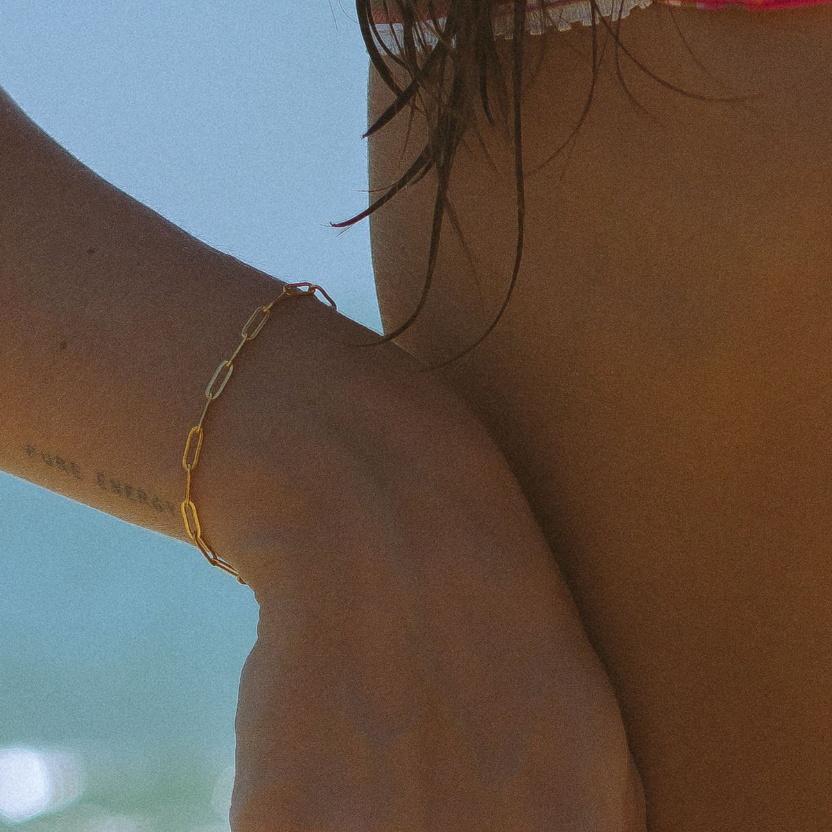 Minimalist Paperclip Link Adjustable Gold Coated Chain Bracelet