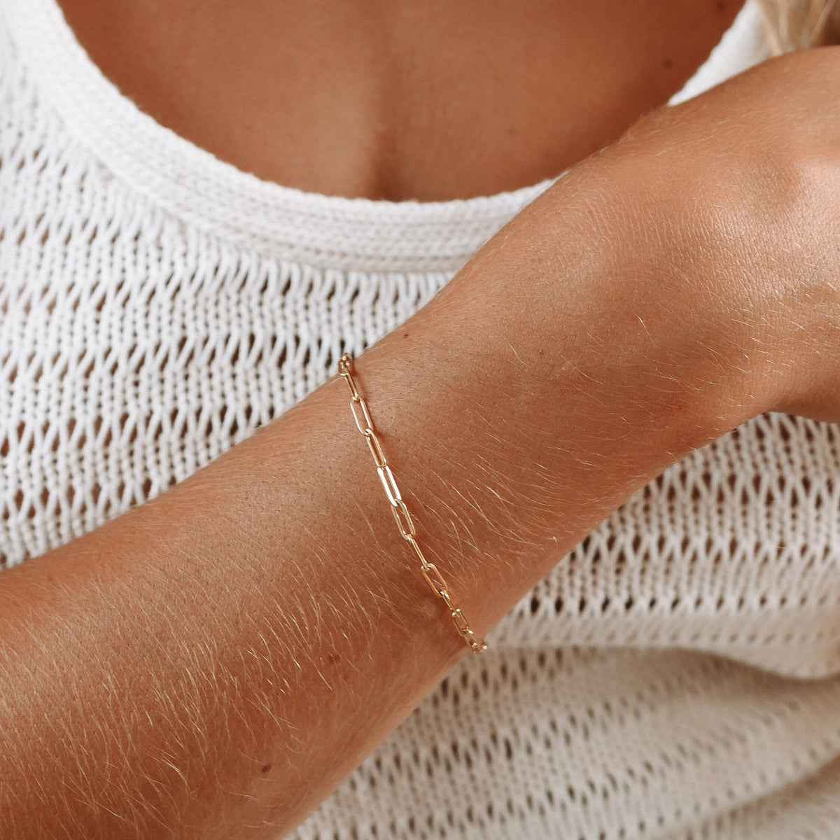 Minimalist Paperclip Link Adjustable Gold Coated Chain Bracelet