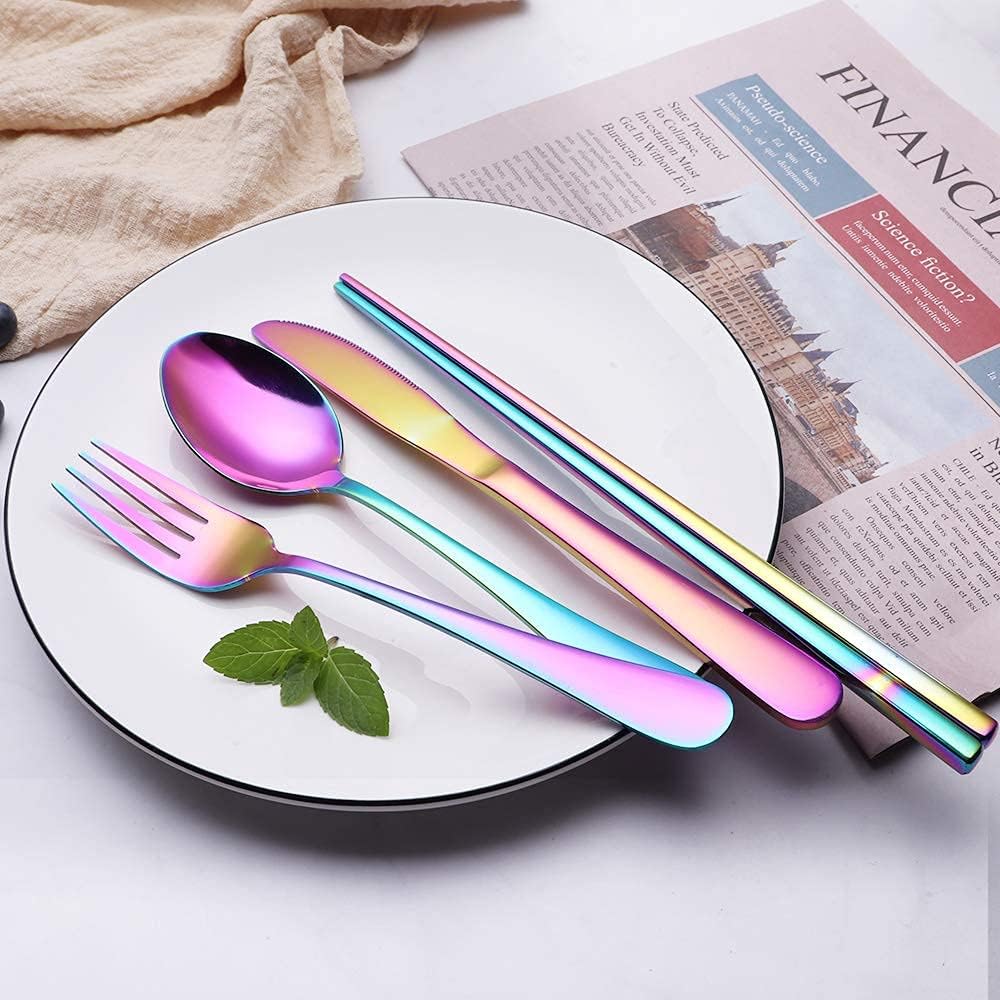 Compact Lightweight Stainless Steel Waterproof Case Travel Cutlery Set