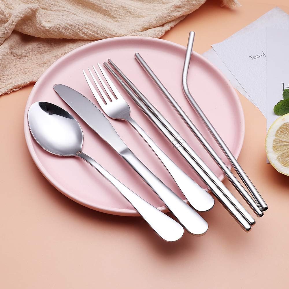 Compact Lightweight Stainless Steel Waterproof Case Travel Cutlery Set
