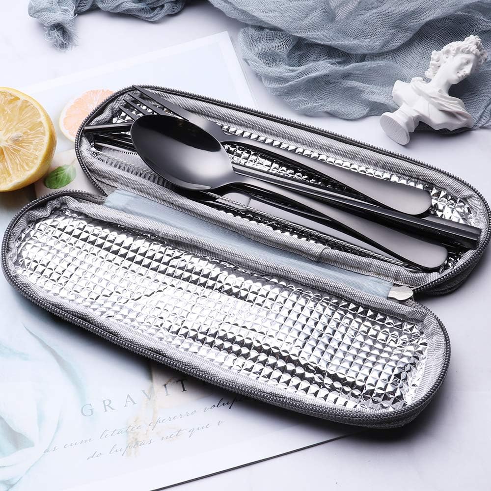 Compact Lightweight Stainless Steel Waterproof Case Travel Cutlery Set