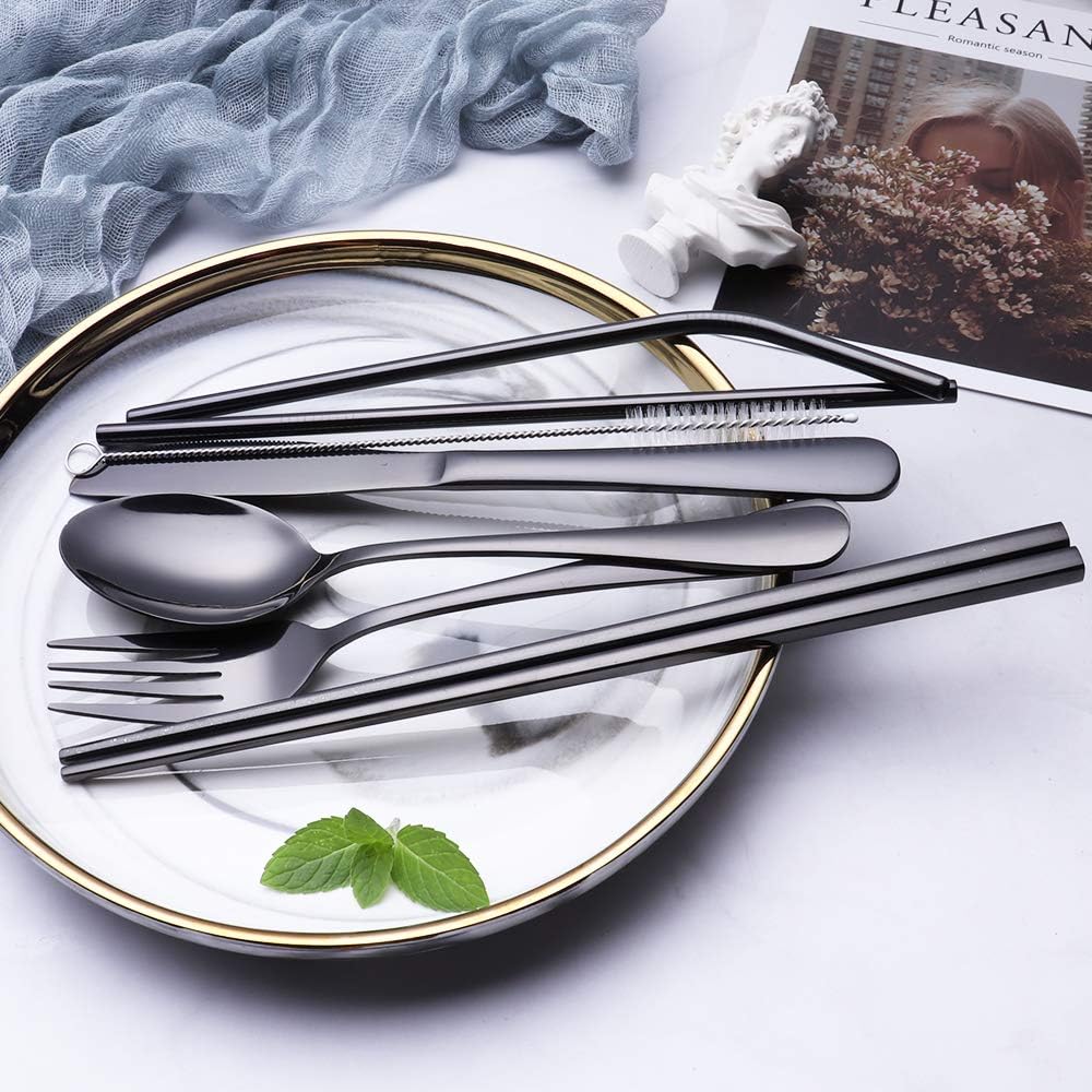 Compact Lightweight Stainless Steel Waterproof Case Travel Cutlery Set