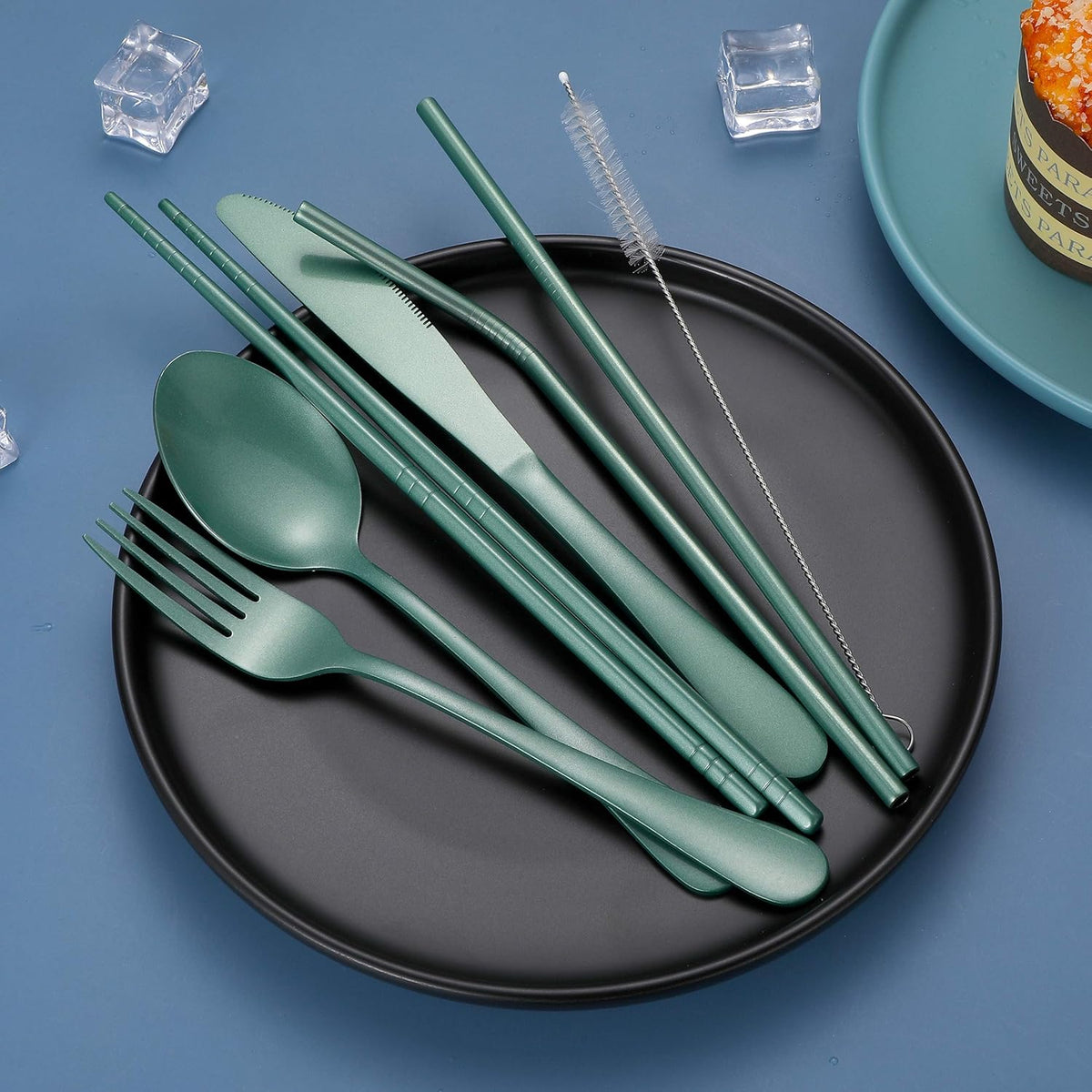 Compact Lightweight Stainless Steel Waterproof Case Travel Cutlery Set