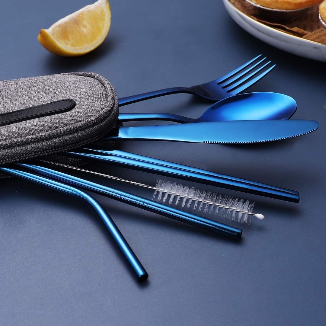 Compact Lightweight Stainless Steel Waterproof Case Travel Cutlery Set