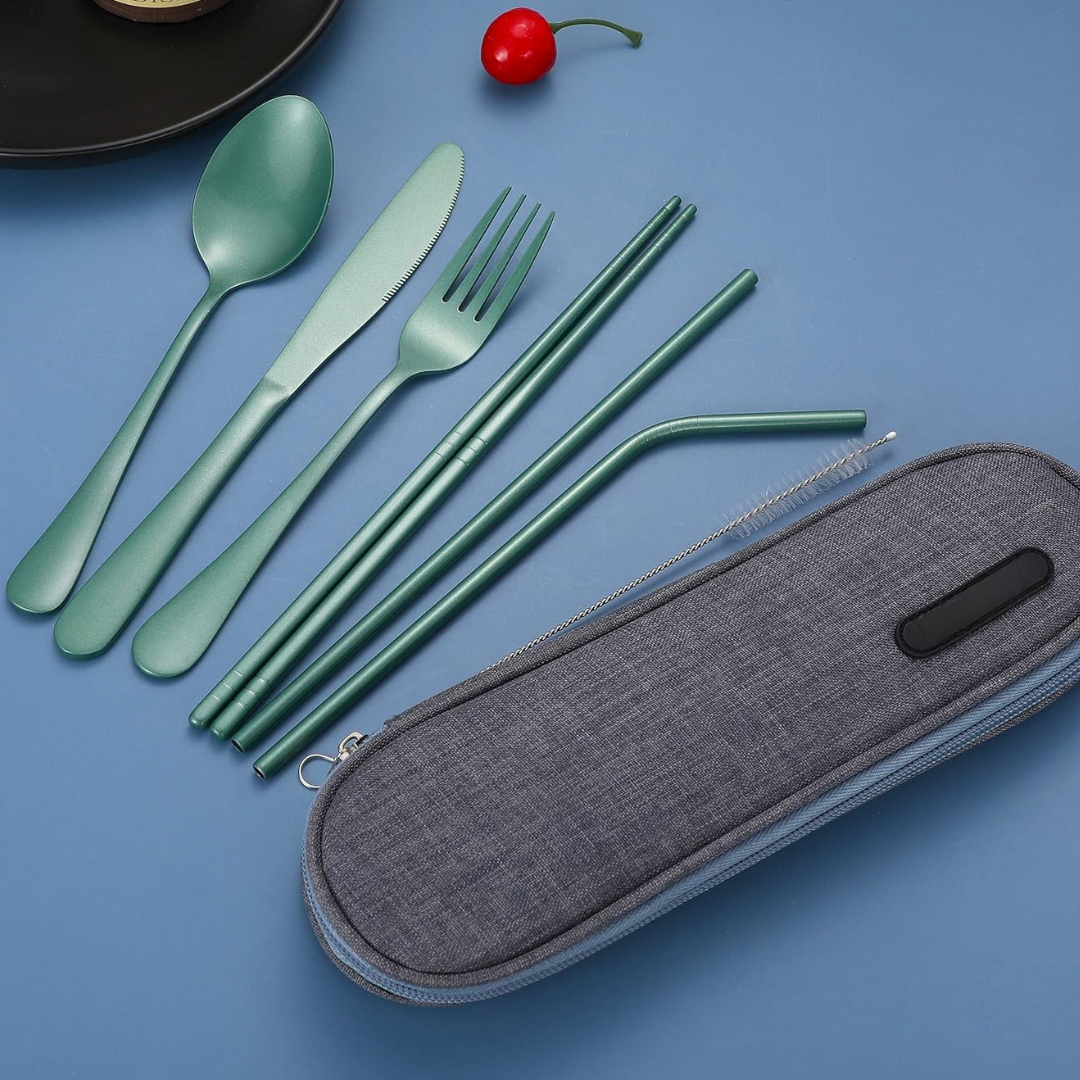 Compact Lightweight Stainless Steel Waterproof Case Travel Cutlery Set