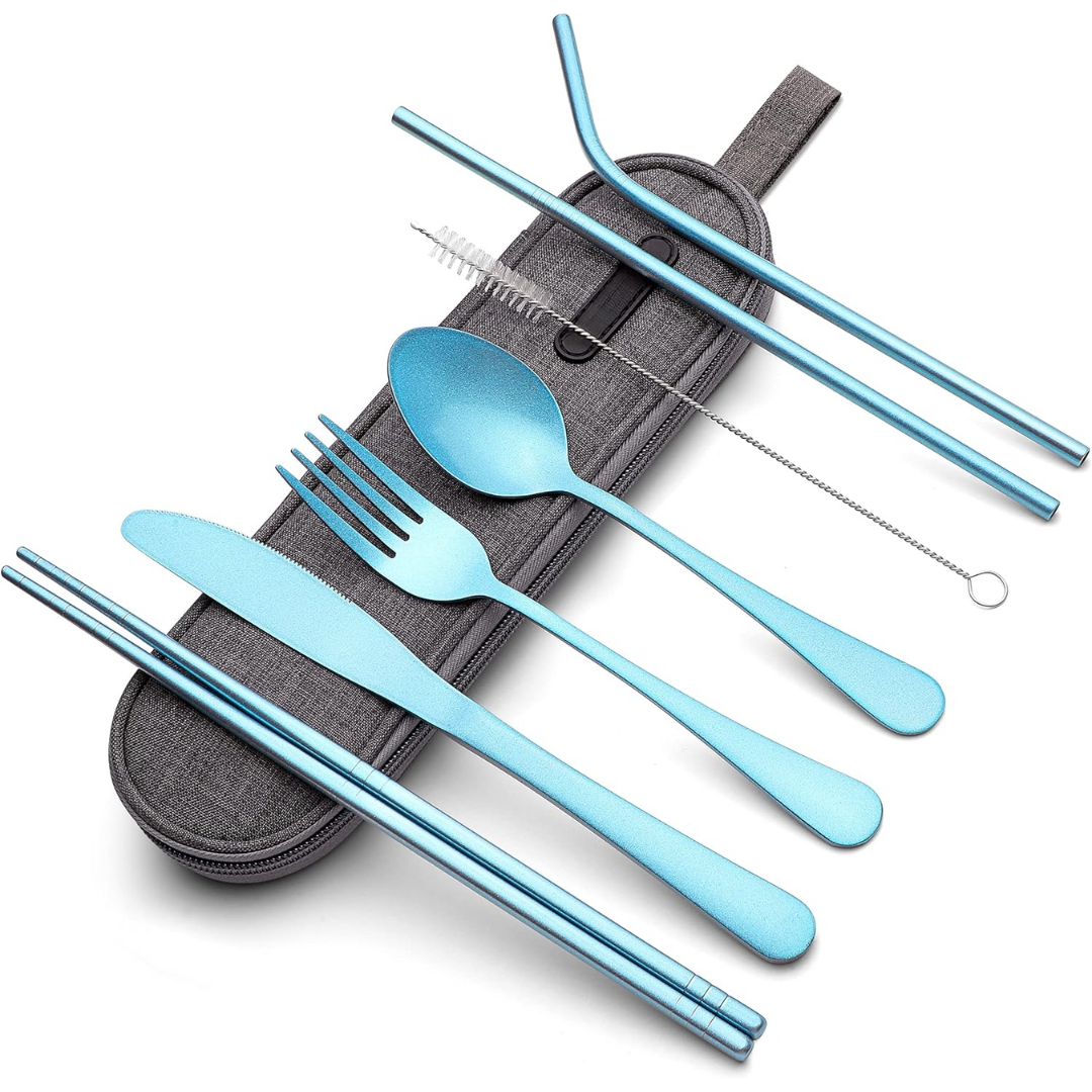 Compact Lightweight Stainless Steel Waterproof Case Travel Cutlery Set