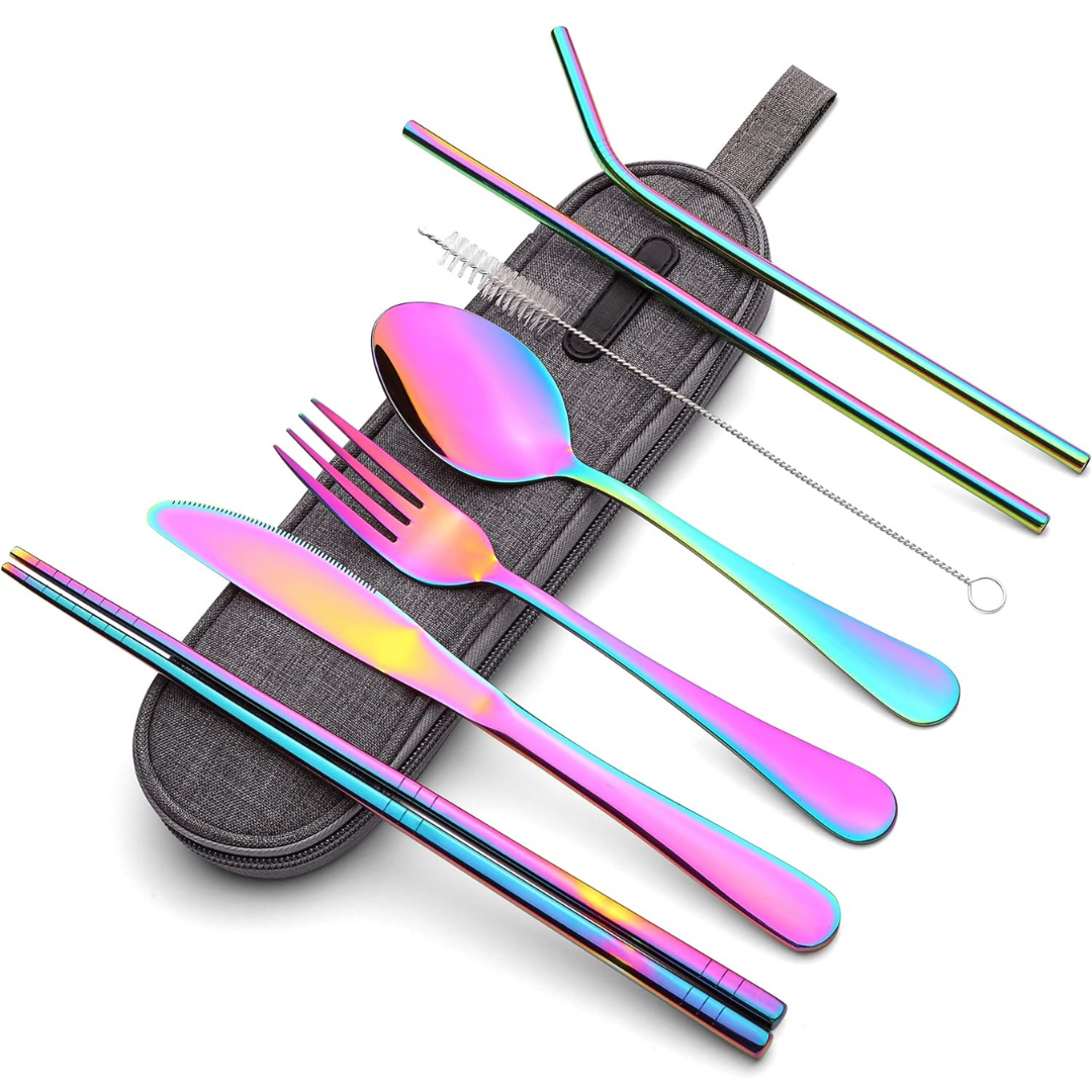 Compact Lightweight Stainless Steel Waterproof Case Travel Cutlery Set