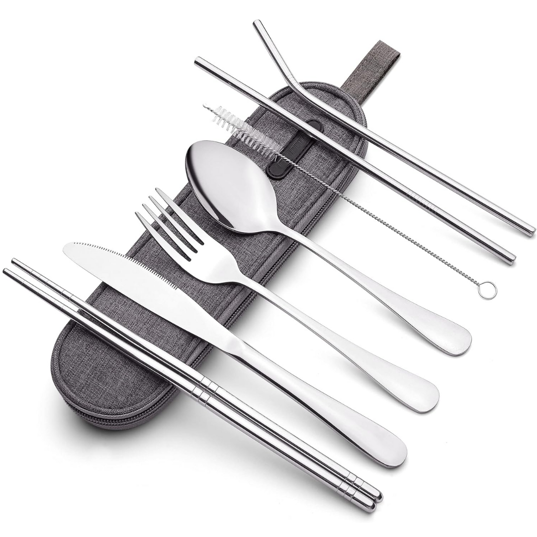 Compact Lightweight Stainless Steel Waterproof Case Travel Cutlery Set