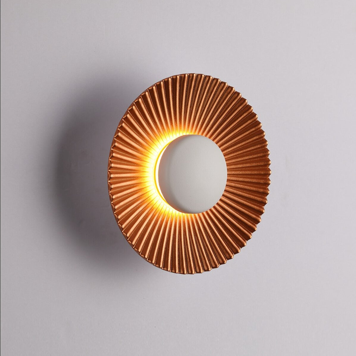 Sculptural Sunburst Textured Metallic Rays Modern Wall Light